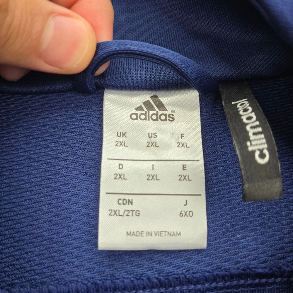 Adidas ClimaCool Track Jacket Mens 2XL Blue‎ White Stripes Full Zip Athletic
